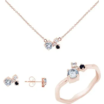 Souprava šperků Stříbrná sada šperků s akvamaríny, safíry, měsíčními kameny a diamanty Halli