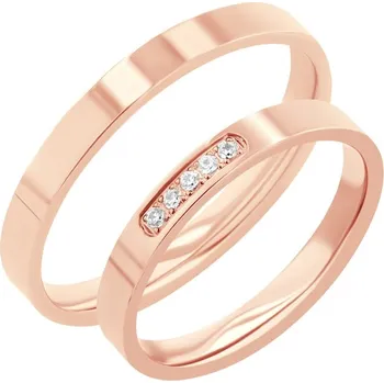 Prsten Zlaté ploché snubní prsteny s diamanty Yorik