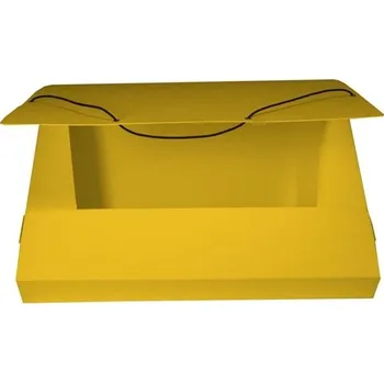 Prešpánový box na spisy - A4, s gumičkou, žlutý