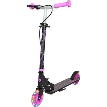 Koloběžka Story Play s ruční brzdou, led kolečka, fialová