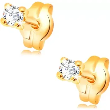 Náušnice Náušnice ve žlutém zlatě 585 - kulatý transparentní zirkon, 2 mm