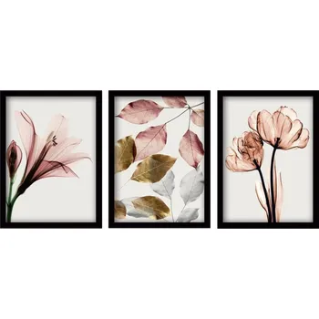 Obraz ASIR Sada dekorativních obrazů 35 x 45 cm 3 ks růžové květy