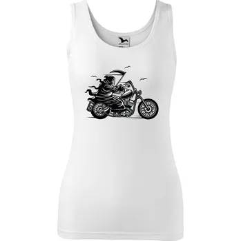 Dámské tílko s potiskem Smrtka na motorce Velikost: 2XL, Barva: Bílá