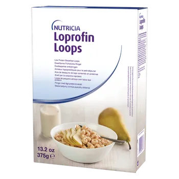 Loprofin Snídaňové kroužky s příchutí švestek nízkobílkovinné PKU, 375 g