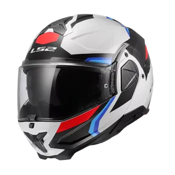 Motodoplněk LS2 FF910 ADVANT II TRIPLE Gloss White Blue Red, překlápěcí helma na motorku