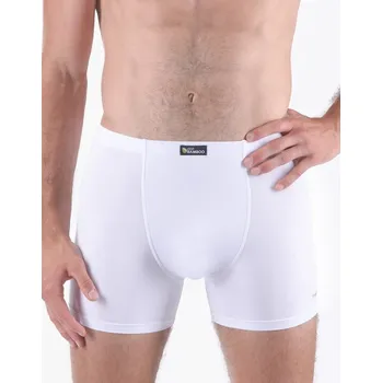 Boxerky Pánské boxerky delší nohavička, šité, s potiskem Eco Bamboo 74163 - bílá olivová - 46/48