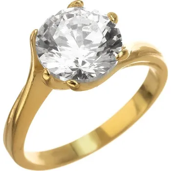 Prsten Argento 72744 Pozlacený stříbrný prsten - čirý kulatý zirkon | Velikost prstenu: 58mm