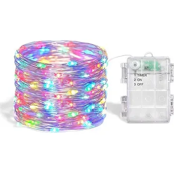 Vánoční dekorace senzanakupy vánoční mikro řetěz 5 m 50 LED s časovačem a programy, barevný