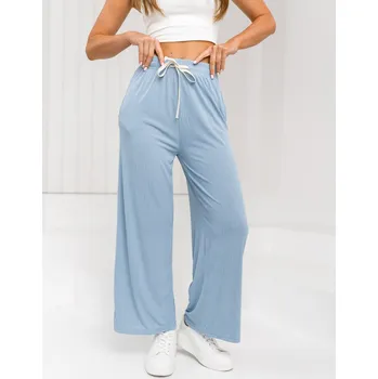 Dámské kalhoty Blankytné dámské šíroké textilní kalhoty Bolf W7955 - 2XL
