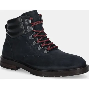 Pánská obuv Nubukové boty Tommy Hilfiger CLEATED HILFIGER WRM HOOK BOOT FM0FM05699 námořnická modř 59X, EUR 44