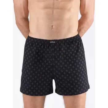 Trenýrky Pánské trenky volné, šité, s potiskem 75210 - černá šedá - 54/56