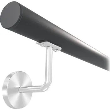 Zábradlí KP -42111_100 - lakované zábradlí na stěnu, nerezové madlo pr. 42,4 mm, antracit RAL7016, kulaté držáky s krycí rozetou, délka 100 cm