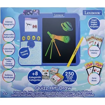 Robot Lexibook dvojjazyčná maďarsko-anglická interaktivní čtečka s kreslící tabulkou a 200 vzdělávacími ka