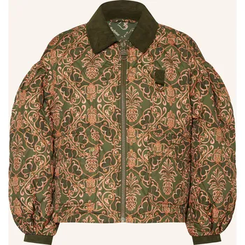 Dámský kabát Barbour Dámský Prošívaný Blouson Luisa, olivová / oranžová, 34