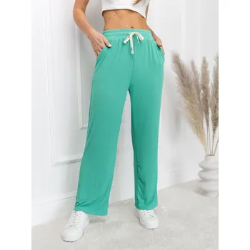 Dámské kalhoty Zelené dámské šíroké textilní kalhoty Bolf W7957 - XL