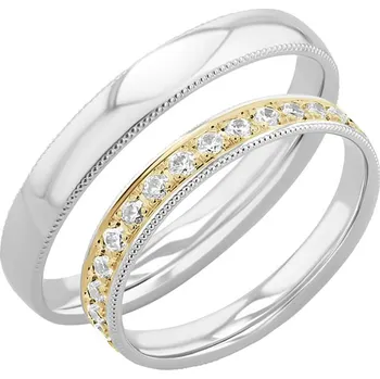 Šperk Zlaté snubní prsteny se zdobenými okraji a diamanty Tasha