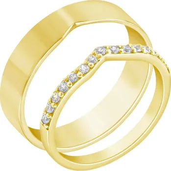 Prsten Zlatý eternity prsten s lab-grown diamanty a pánský plochý prsten Marveille