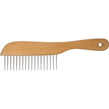 Péče o srst a drápky Ideal Dog Pudlák velký hřeben s dřevěnou rukojetí