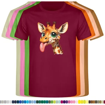 Dívčí tričko detske-levne-bavlnene-tricko-potisk-nezbedna-zirafa Barva: Burgundy - vínová, velikost: 116