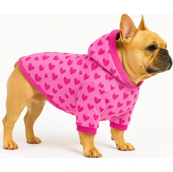 Obleček pro psa WANTED DOG PINK HEART teplá mikina pro psa Velikost: 2XL, Na míru pejskovi: SKLADEM