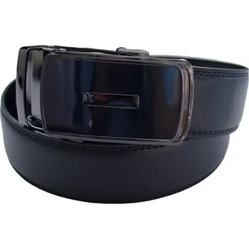 Spona na kravatu Pánský kožený opasek vzor N135 - černá barva - černá/125 cm