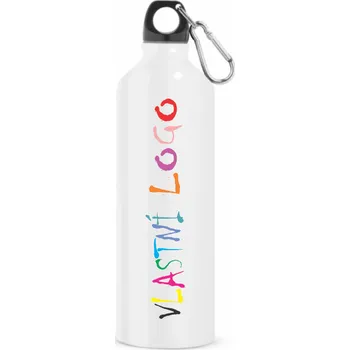 Láhev ON-DESIGN Hliníková sportovní láhev s karabinou SIDEROT s vlastním potiskem Barva: bílá