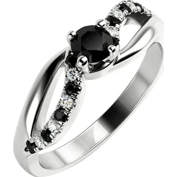 Prsten Zásnubní prsten s černými a bílými diamanty Ewie