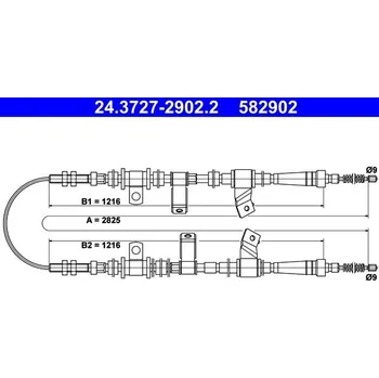 Lanko parkovací brzdy Tažné lanko, parkovací brzda ATE 24.3727-2902.2
