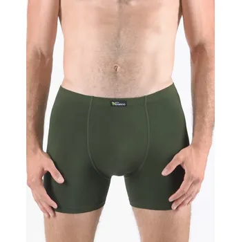 Boxerky Pánské boxerky s delší nohavičkou, delší nohavička, šité, jednobarevné Eco Bamboo 74159 - lahvová - 50/52