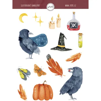 Samolepící dekorace ePipí Arch samolepek Halloween vrány A6