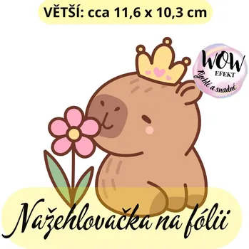 Nažehlovačky na fólii Nažehlovačka na fólii, KAPYBARA - s kytičkou, 1 kus Zvolte VELIKOST motivu ZDE:: Větší