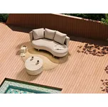 Levostranná zahradní pohovka béžové čalounění s polštáři vodoodpudivá odolná proti UV záření ve tvaru ledviny zahrada Beliani