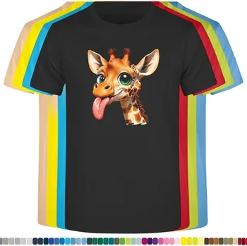 Dívčí tričko detske-levne-bavlnene-tricko-potisk-nezbedna-zirafa Barva: Black -černá, velikost: 140