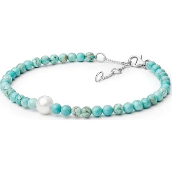 Náramek Stříbrný náramek s howlitovými korálky a perlou Moira