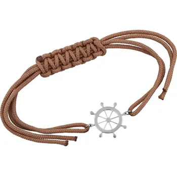 Náramek Stříbrný pánský šňůrkový náramek s kormidlem Rudder