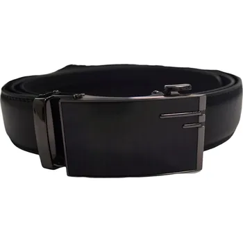 Spona na kravatu Pánský kožený opasek vzor N133 - černá barva - černá/140 cm