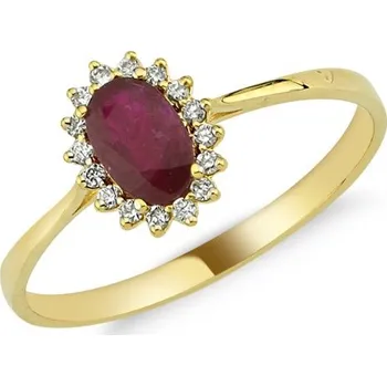 Prsten Lillian Vassago Zlatý prsten s rubínem a brilianty LLV11-SMR5647-01-RUB