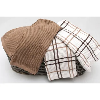 Utěrka Dekoratex kuchyňské utěrky froté KOSTKA, hnědo-bílé, 2 kusy 40x60cm