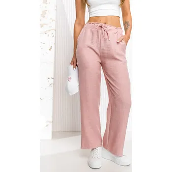 Dámské kalhoty Růžové dámské šíroké textilní kalhoty Bolf W7966 - L
