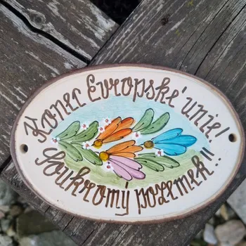 Domovní cedule V.Randák Vítací cedulka - Konec Evropské unie! Soukromý pozemek!!