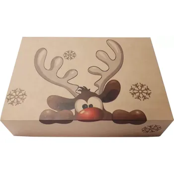 Ozdobná krabice na cukroví nebo dezerty 31x22x8 cm barevný sob - 50 ks