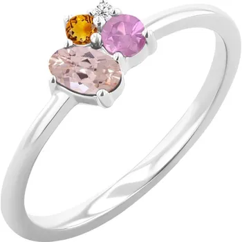 Prsten Cluster prsten s morganitem, safírem, citrínem a diamantem Bluma