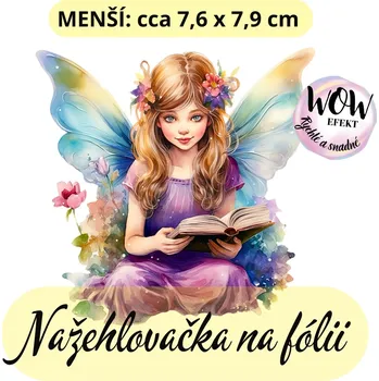 Nažehlovačky na fólii Nažehlovačka na fólii, VÍLA s knihou, 1 kus Zvolte VELIKOST motivu ZDE:: Menší