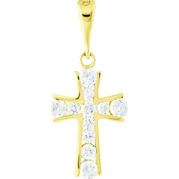 Přívěsek GEMMAX Zlatý přívěsek křížek se zirkony zlatá