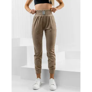 Dámské kalhoty Béžové dámské velurové tepláky Bolf W7685 - XL