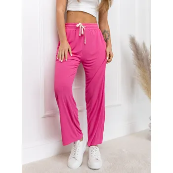 Oblečení a móda Růžové dámské šíroké textilní kalhoty Bolf W7957 - L