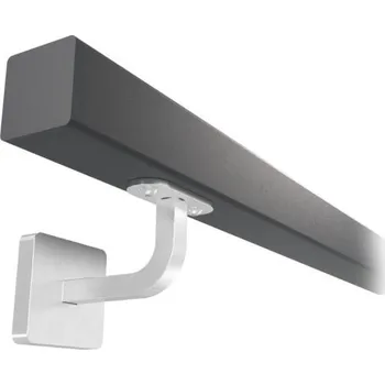 Zábradlí KP -42561_150 - lakované zábradlí na stěnu, nerezové madlo pr. 40x40 mm, antracit RAL7016, hranaté držáky s krycí rozetou, délka 150 cm