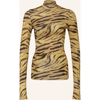 Dámské tričko Ganni Dámské Tričko S Dlouhým Rukávem, žlutá / černá /...