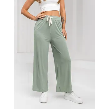 Dámské kalhoty Zelené dámské šíroké textilní kalhoty Bolf W7955 - XL