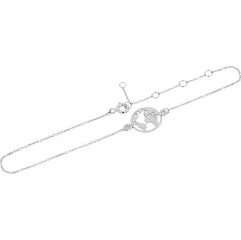 Náramek Stříbrný náramek na nohu s mapou světa Mendez